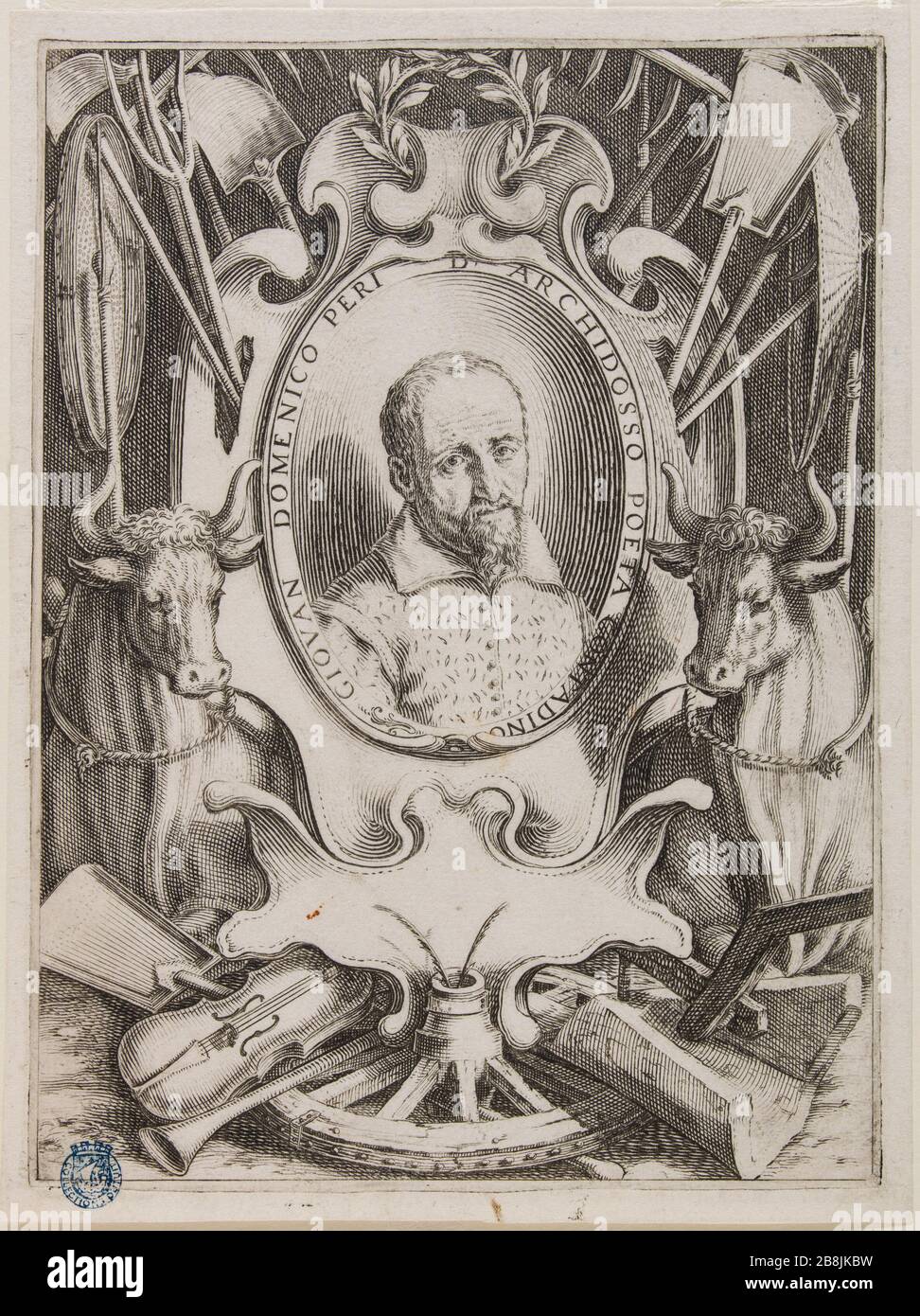 Ritratto di D. Peri o del giardiniere (Lieure 305 Meaume 433) Jacques Callot (1592-1635). "Portrait de D. Peri ou le jardinier" (Lieure 305, Meaume 433). Eau-forte. 1619. Musée des Beaux-Arts de la Ville de Paris, Petit Palais. Foto Stock