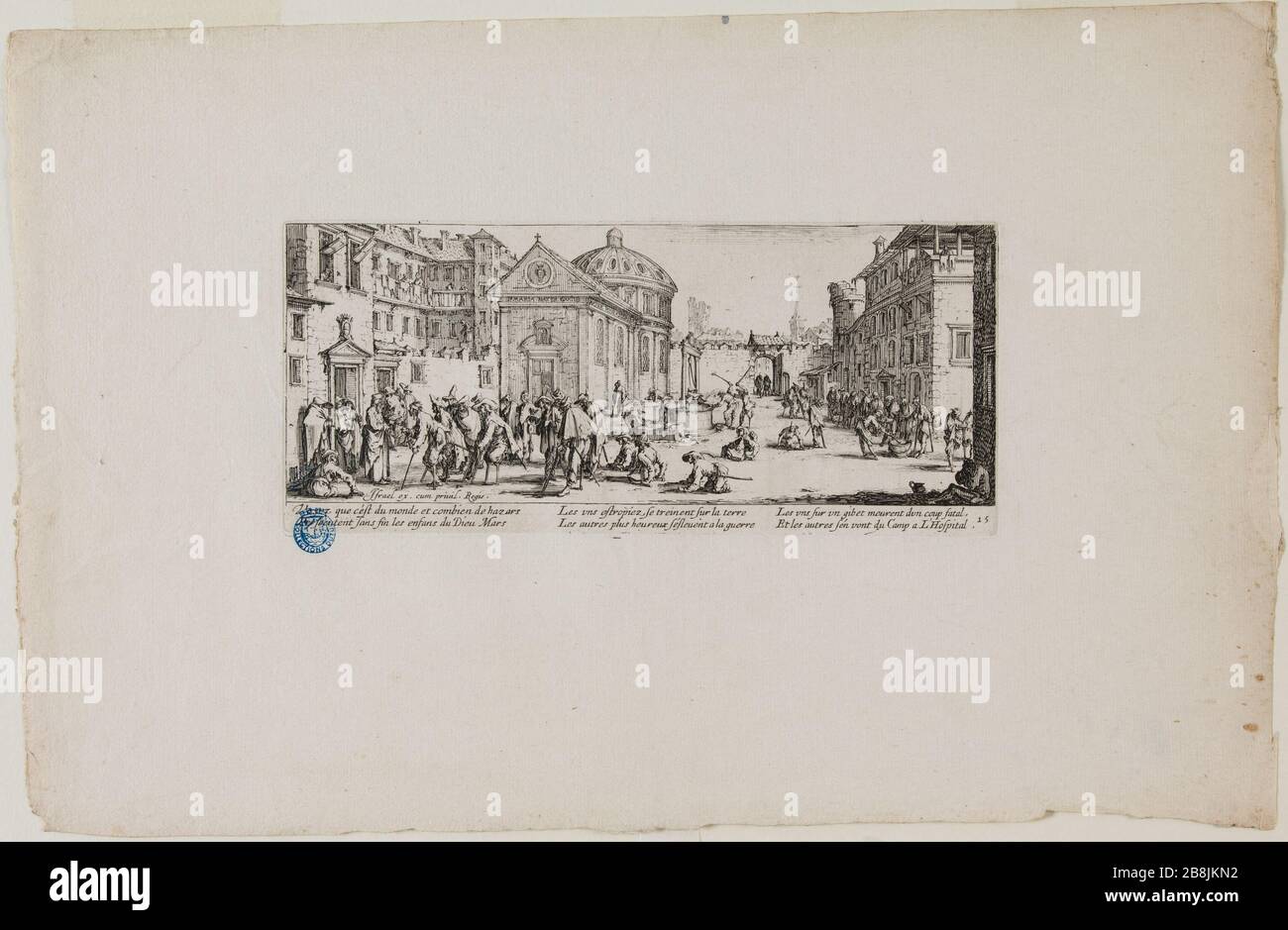 Le grandi miserie di guerra, ospedale. Quindicesimo numero di una sequenza di 18 pezzi (1353 Lieure, Meaume 578) Jacques Callot (1592-1635). 'Les Grandes misères de la guerre, l'Hôpital. Quinzième numéro d'une suite de 18 pièces' (Lieure 1353, Meaume 578). Eau-forte. 1633. Musée des Beaux-Arts de la Ville de Paris, Petit Palais. Foto Stock