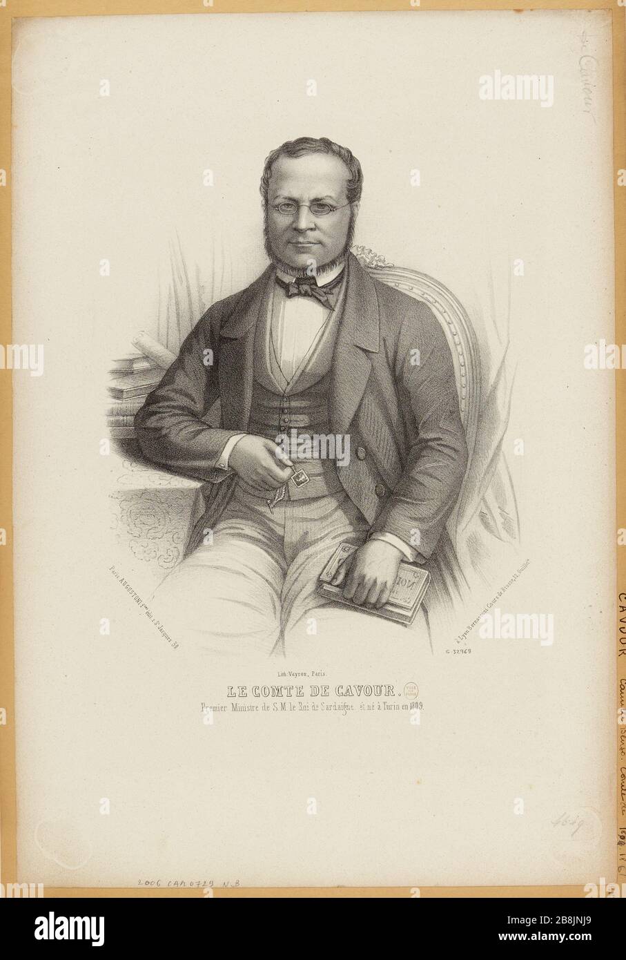 Il Conte di Cavour. / primo Ministro S.M. il Re di Sardegna e nato a Torino nel 1809. Foto Stock