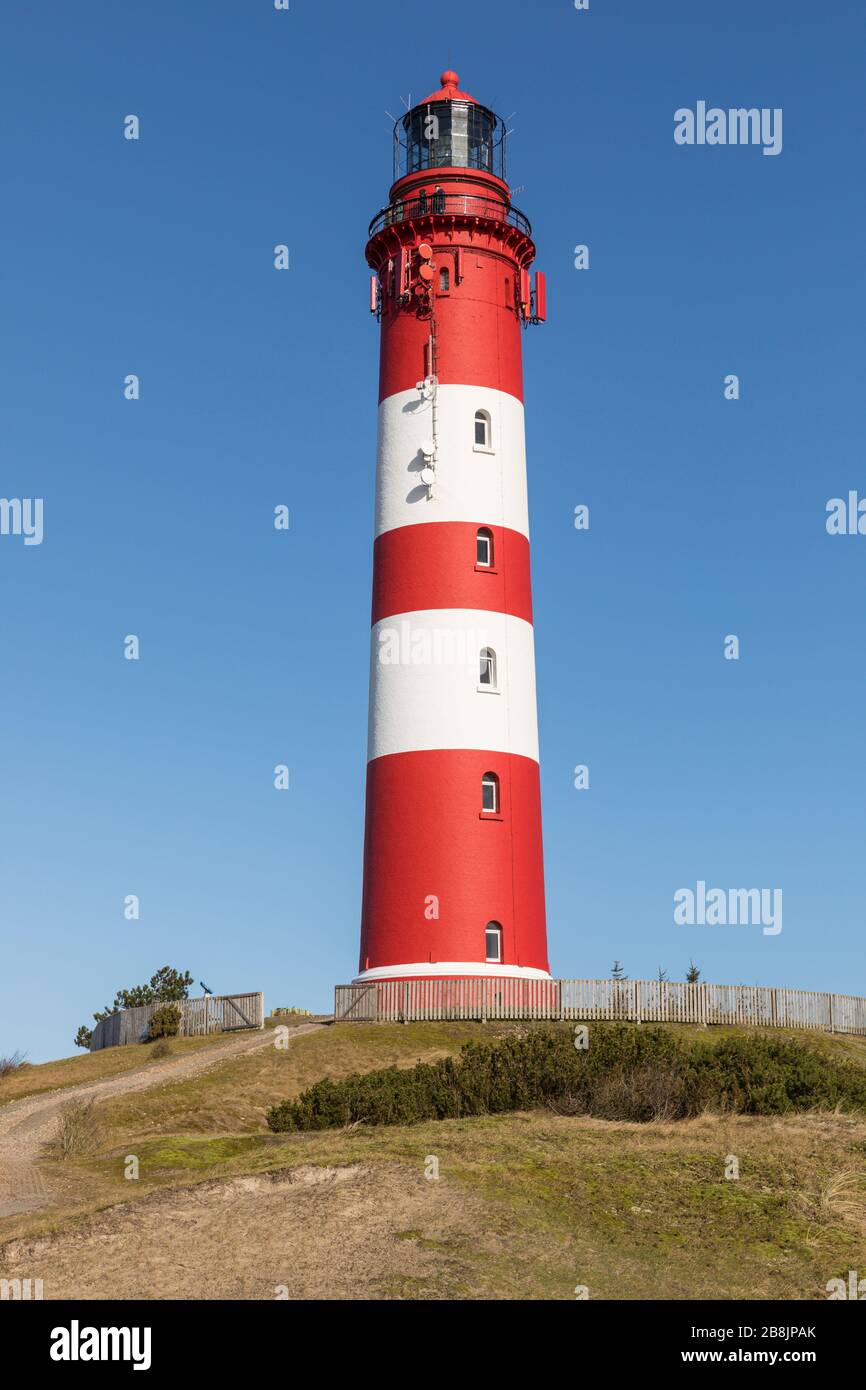 Faro sull'isola tedesca del Mare del Nord di Amrum Foto Stock