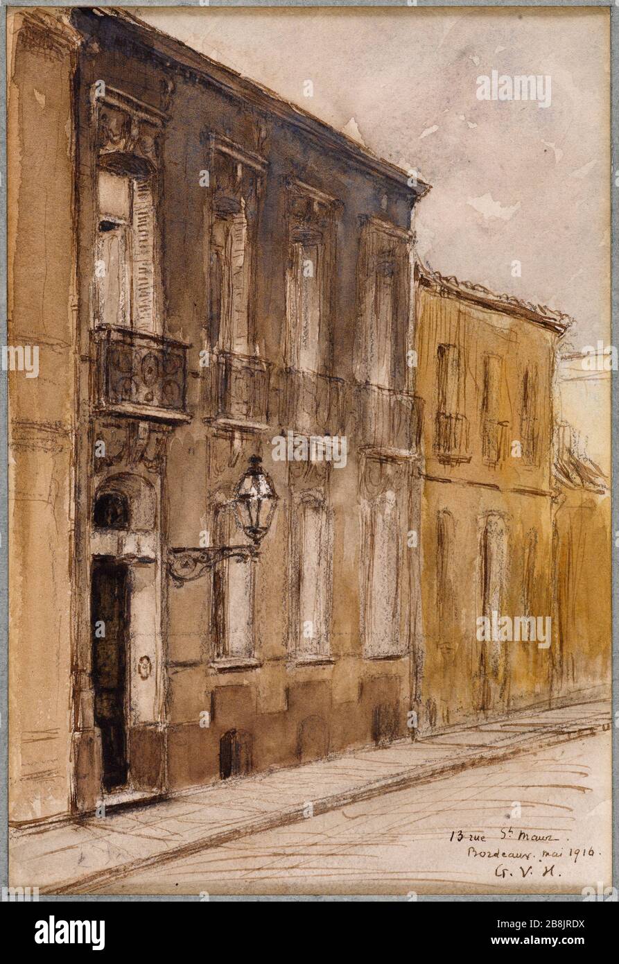 13 rue Saint-Maur Georges Hugo (1868-195). 13 rue Saint-Maur. Acquarelle. Parigi, Maison de Victor Hugo. Foto Stock