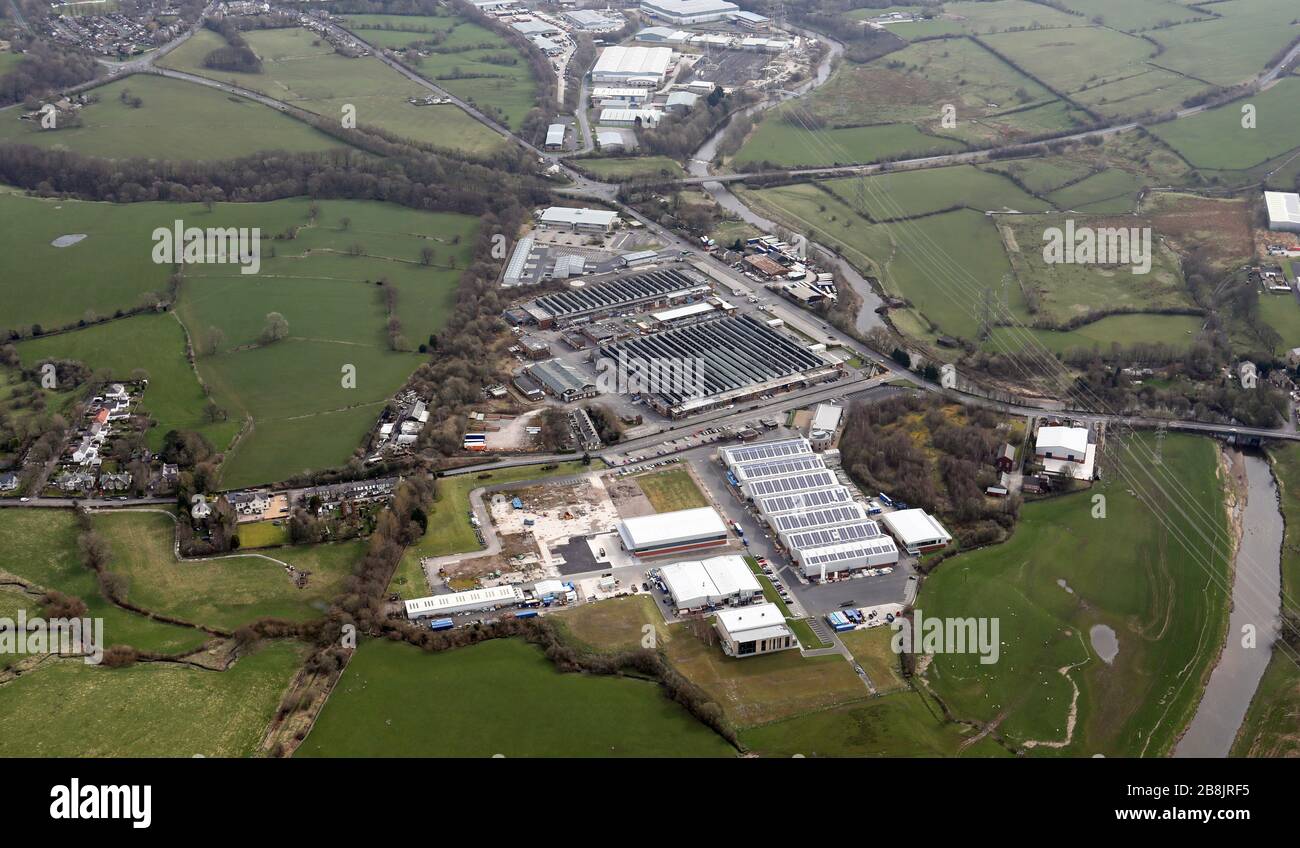 Vista aerea del Time Technology Business Park, Padiham, Burnley, Lancashire Foto Stock