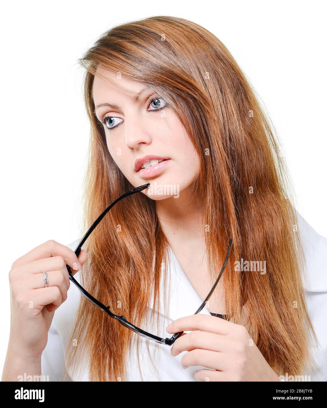 Grazioso medico con occhiali Foto Stock