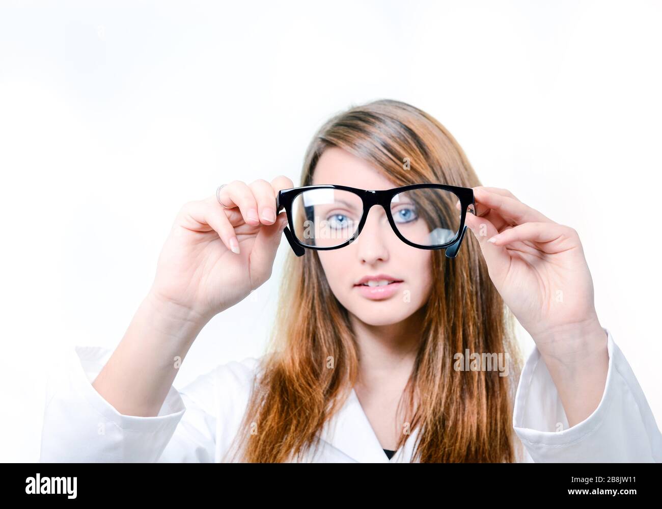 Grazioso medico con occhiali Foto Stock