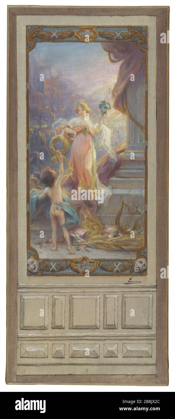 Schizzo per il sindaco del decimo distretto di Parigi: Teatri Adrien-Henri Tanoux. "Esquisse pour la mairie du XE circondario di Parigi: Les théâtres". Huile sur toile. 1905. Musée des Beaux-Arts de la Ville de Paris, Petit Palais. Foto Stock