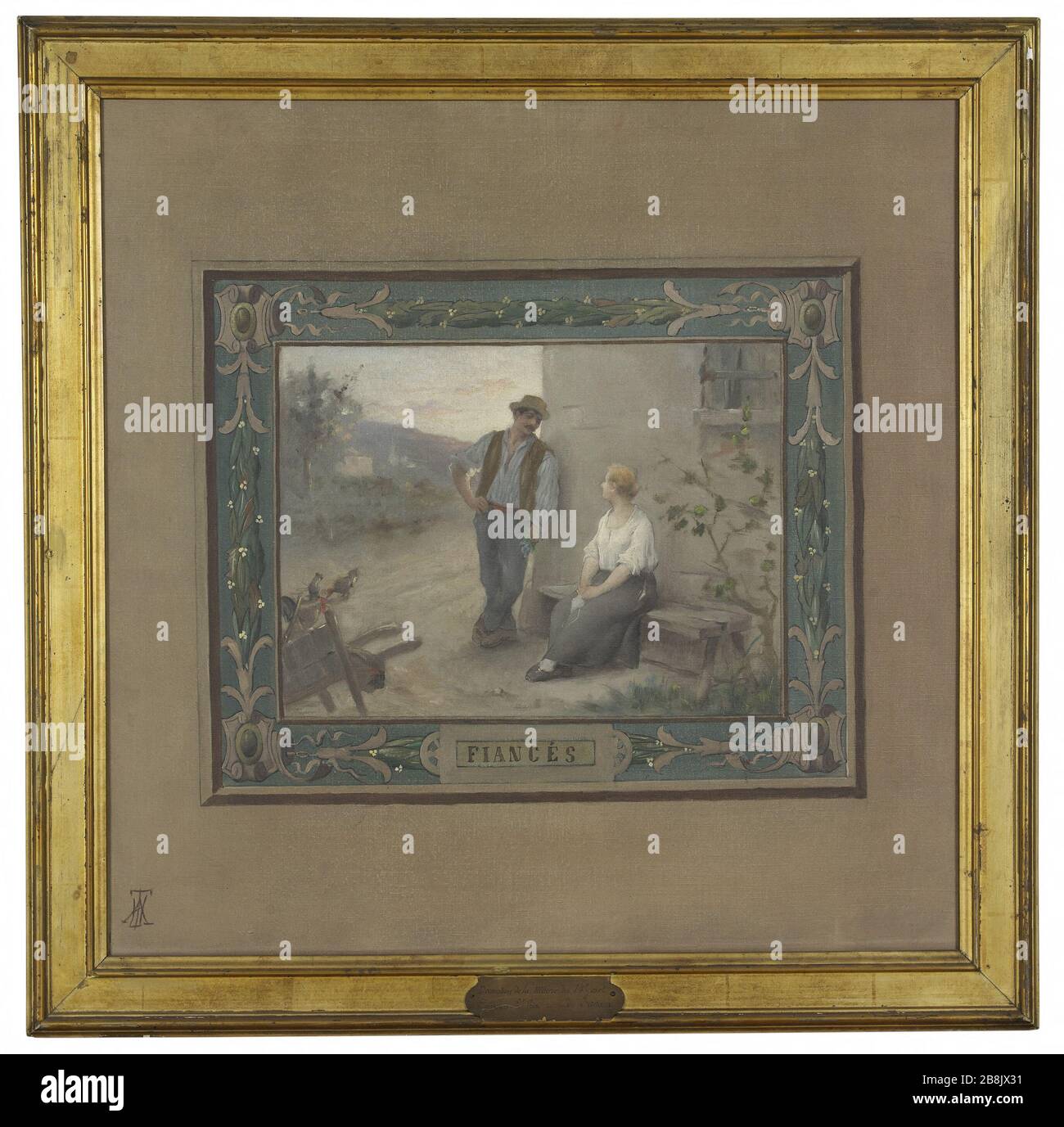 Schizzo per la sala di nozze del municipio del quattordicesimo: Il Betrothed Adrien-Henri Tanoux (1865-1923). "Esquisse pour la salle des mariages de la mairie du XIVe: Les fiancés". Huile sur toile. 1889. Musée des Beaux-Arts de la Ville de Paris, Petit Palais. Foto Stock