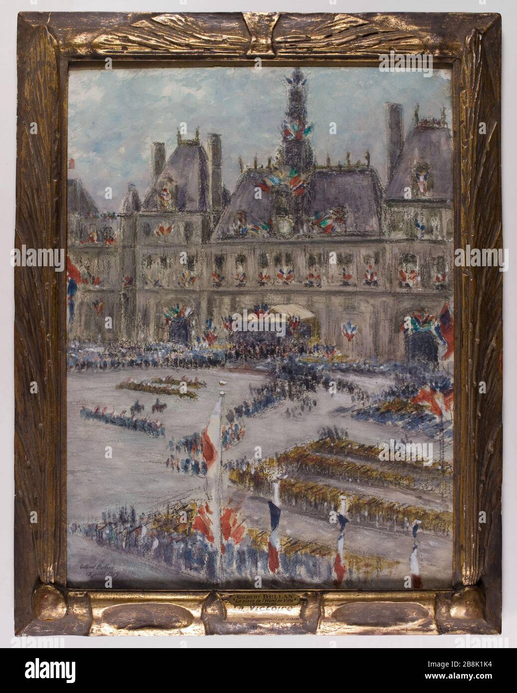 Place Hotel de Ville 13 luglio 1919 Gilbert Louis Bellan (1868-1938). "La Place de l'Hôtel-de-Ville le 13 juillet 1919". Pastello. Parigi, musée Carnavalet. Foto Stock