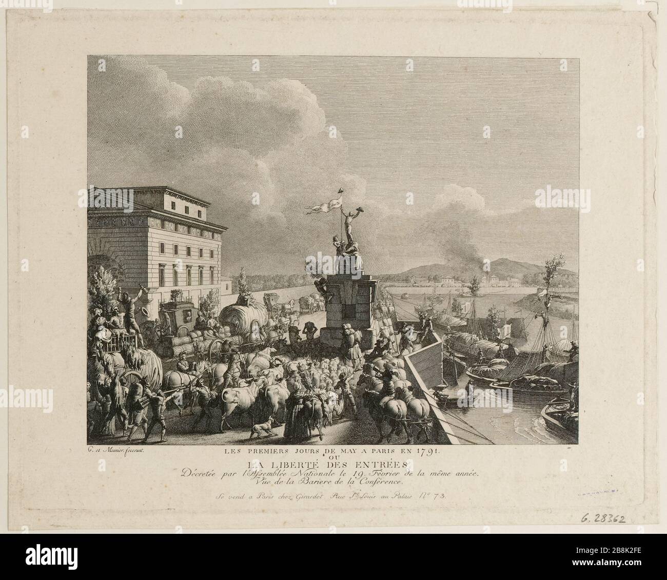 I primi giorni di maggio a Parigi nel 1791 / OR / libertà di input. / promulgato dall'Assemblea Nazionale il 19 febbraio dello stesso anno. / Vista del bariere della Conferenza. (TI) Foto Stock