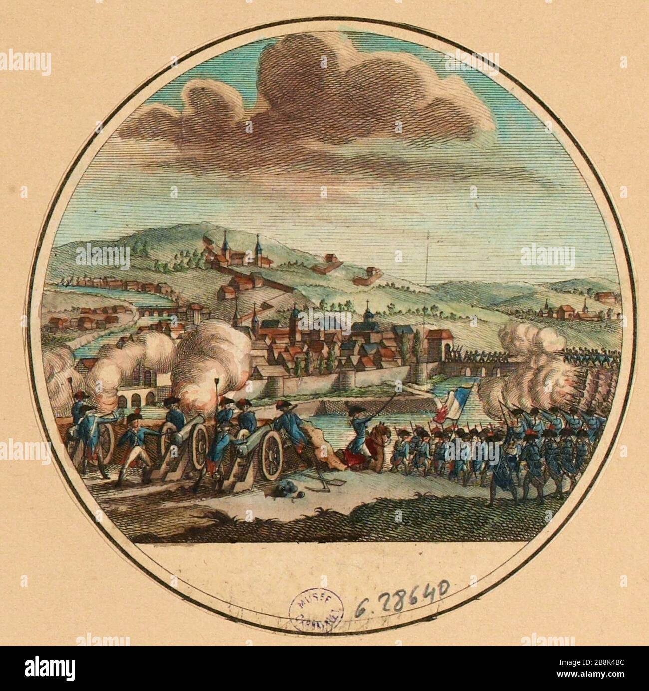 Prendendo la città di Namur (Belgio) dai francesi. Generale Valencia. 20 novembre 1792 95esima tavola, tavola 6 della Galleria di Storia o degli eventi Tavoli della Rivoluzione Francese (1795-1799). (Titolo fittizio) Foto Stock