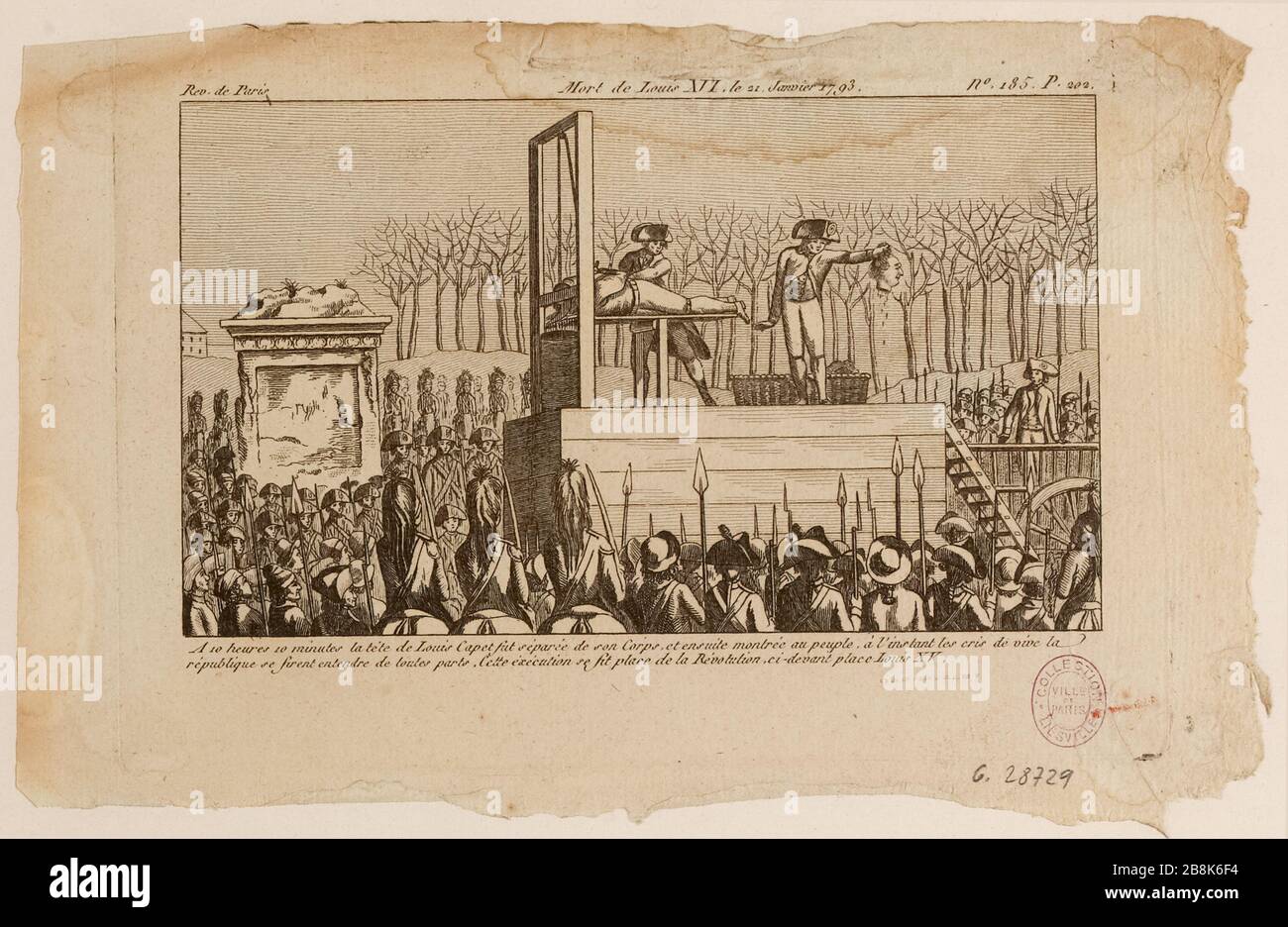 Rivoluzione francese: L'esecuzione di Luigi XVI, Piazza della Rivoluzione, attuale Place de la Concorde, attuale 8 ° distretto, 21 gennaio 1793. (titolo fittizio) Foto Stock