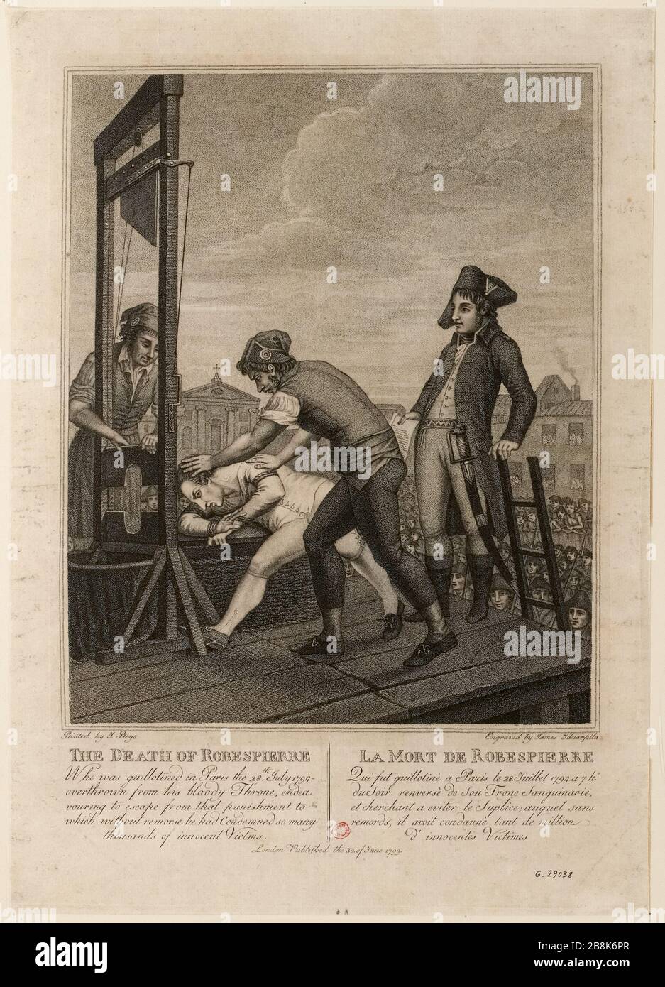 Rivoluzione francese: 13 Thermidor anno II giorno o 28 luglio 1794. Robespierre sullo scaffold (titolo fittizio) Foto Stock