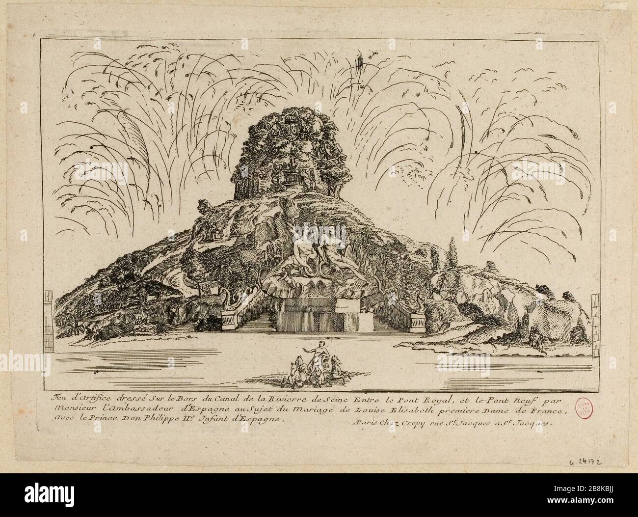 Fuochi d'artificio in piedi sul bors della Senna rivierre di canale tra il ponte-reale e il nuovo ponte [...] (TI) Foto Stock