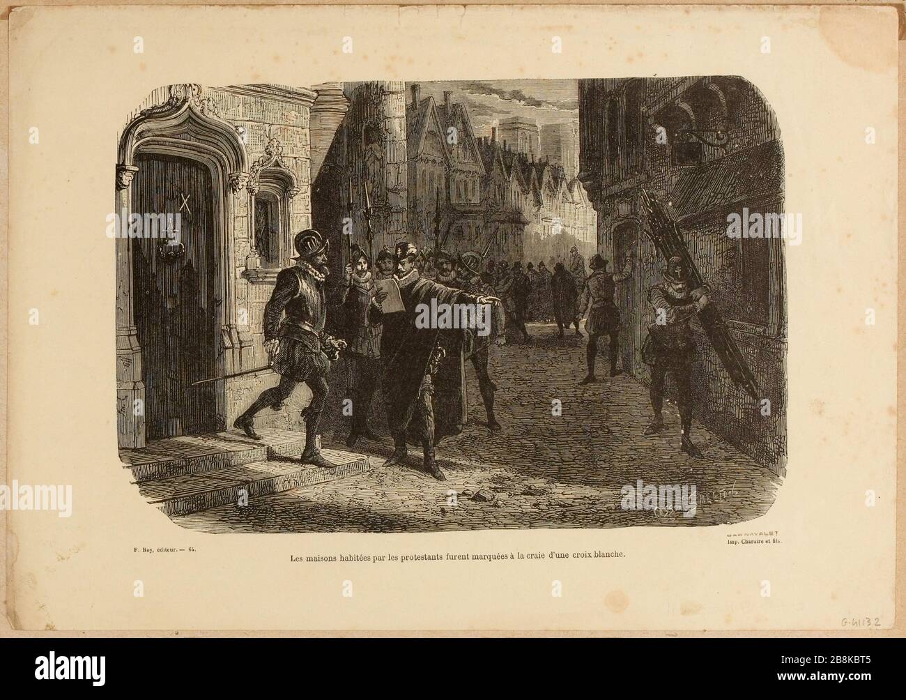 Case abitate dai protestanti sono state calate una croce bianca. (TI) Foto Stock