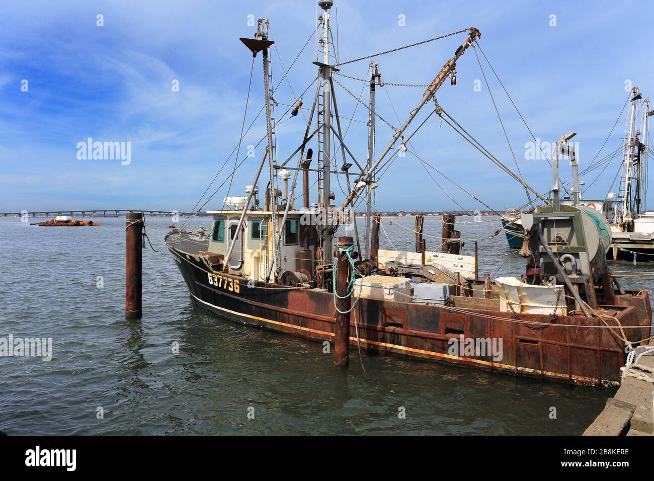 Molo commerciale di pesca Shinnecock Long Island New York Foto Stock