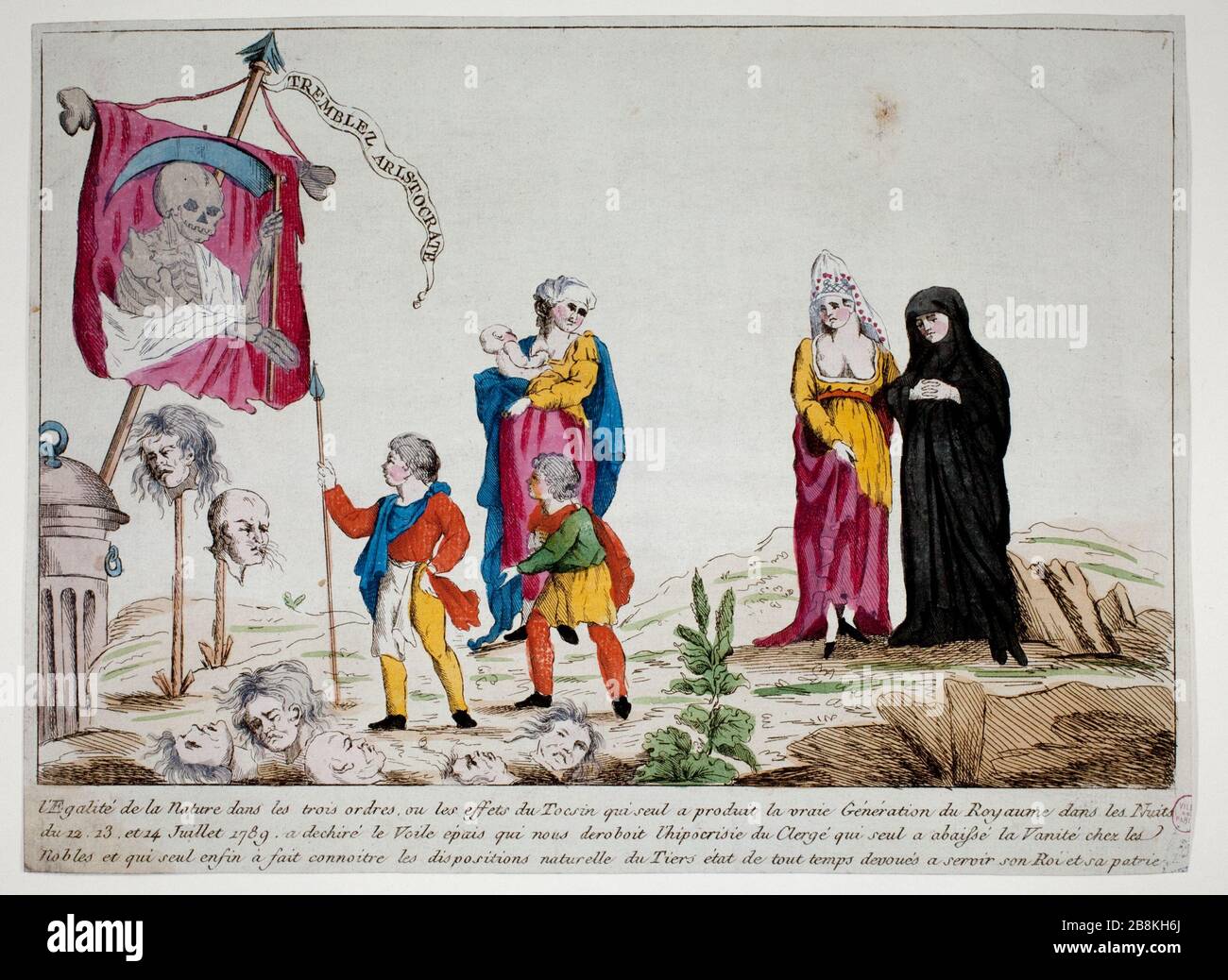 AGITARE L'ARISTOCRATE "Tremblez aristocrate". Anonima gravure. Parigi, musée Carnavalet. Foto Stock