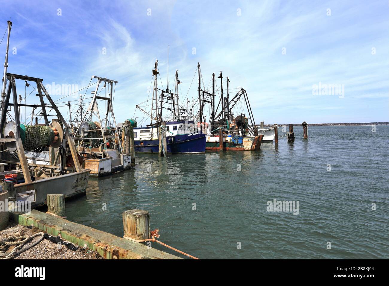 Molo commerciale di pesca Shinnecock Long Island New York Foto Stock