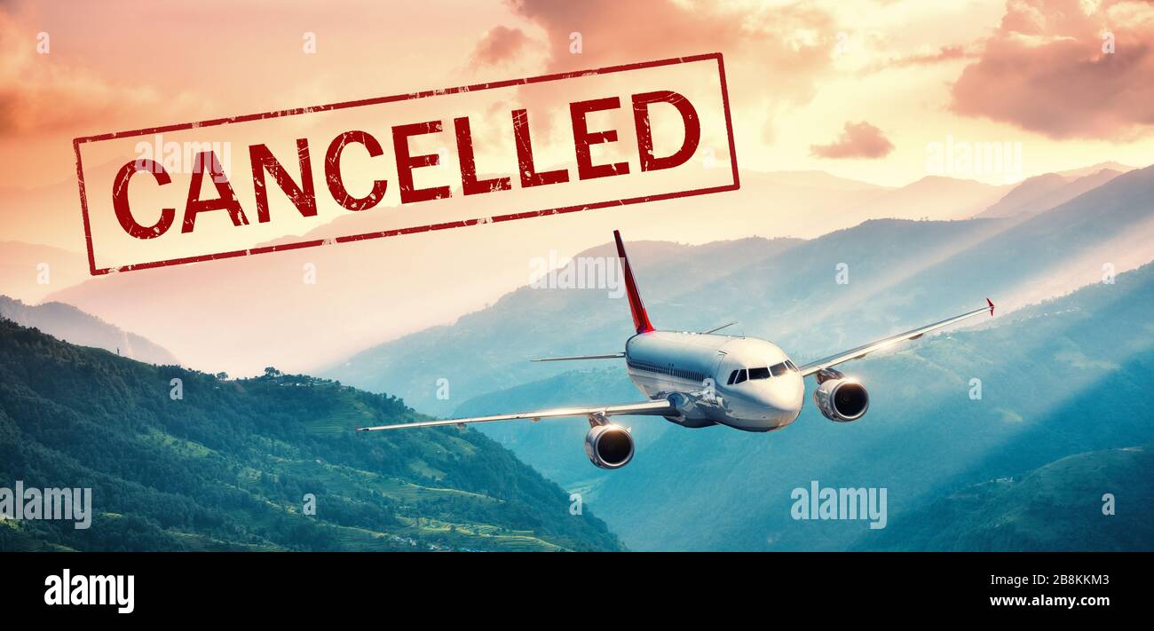 Cancellazione dell'aereo e del volo. Voli annullati Foto Stock