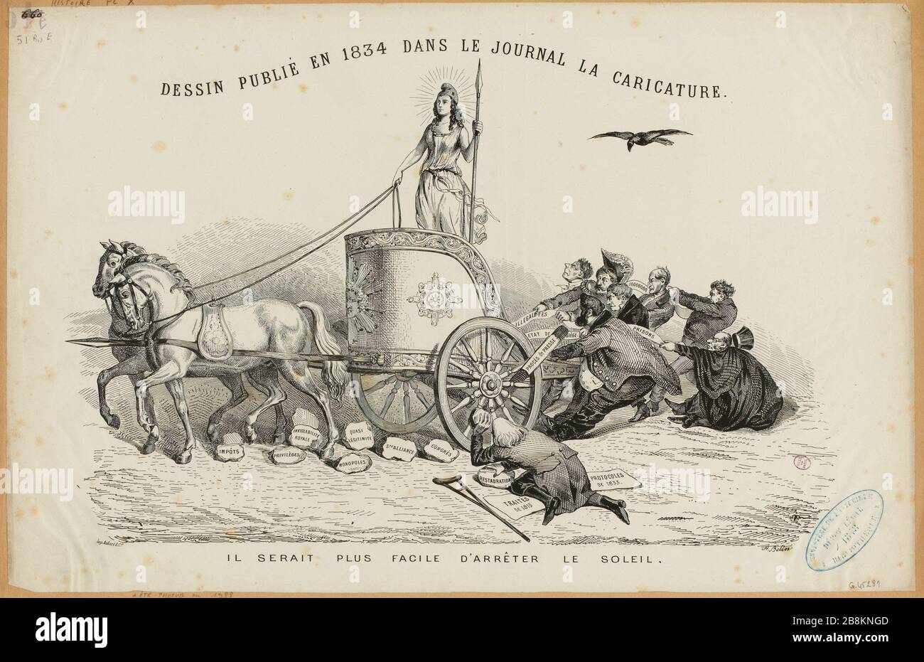 Disegno pubblicato nel 1834 nel Journal of Caricature / sarebbe più facile fermare il sole. (IT) Foto Stock
