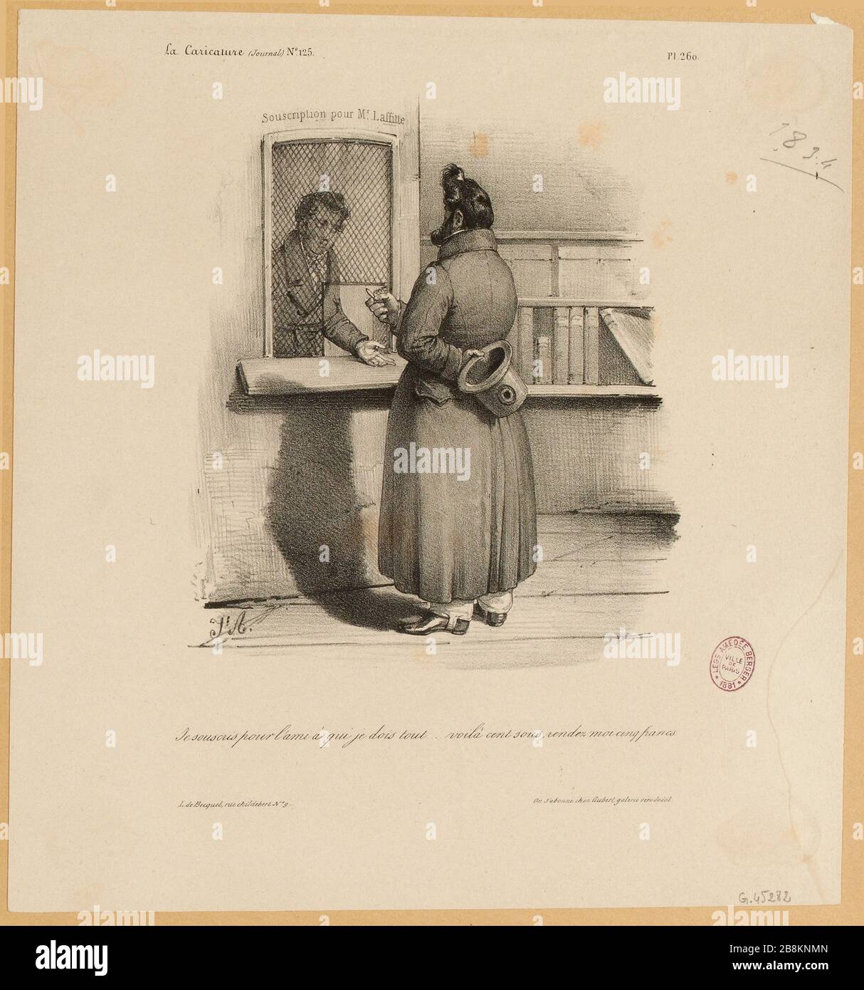 Caricatura (giornale) No. 125 / Pl.260 / sono d'accordo per l'amico a cui devo tutto ... che franco, mi danno cinque franchi. (IT) Foto Stock