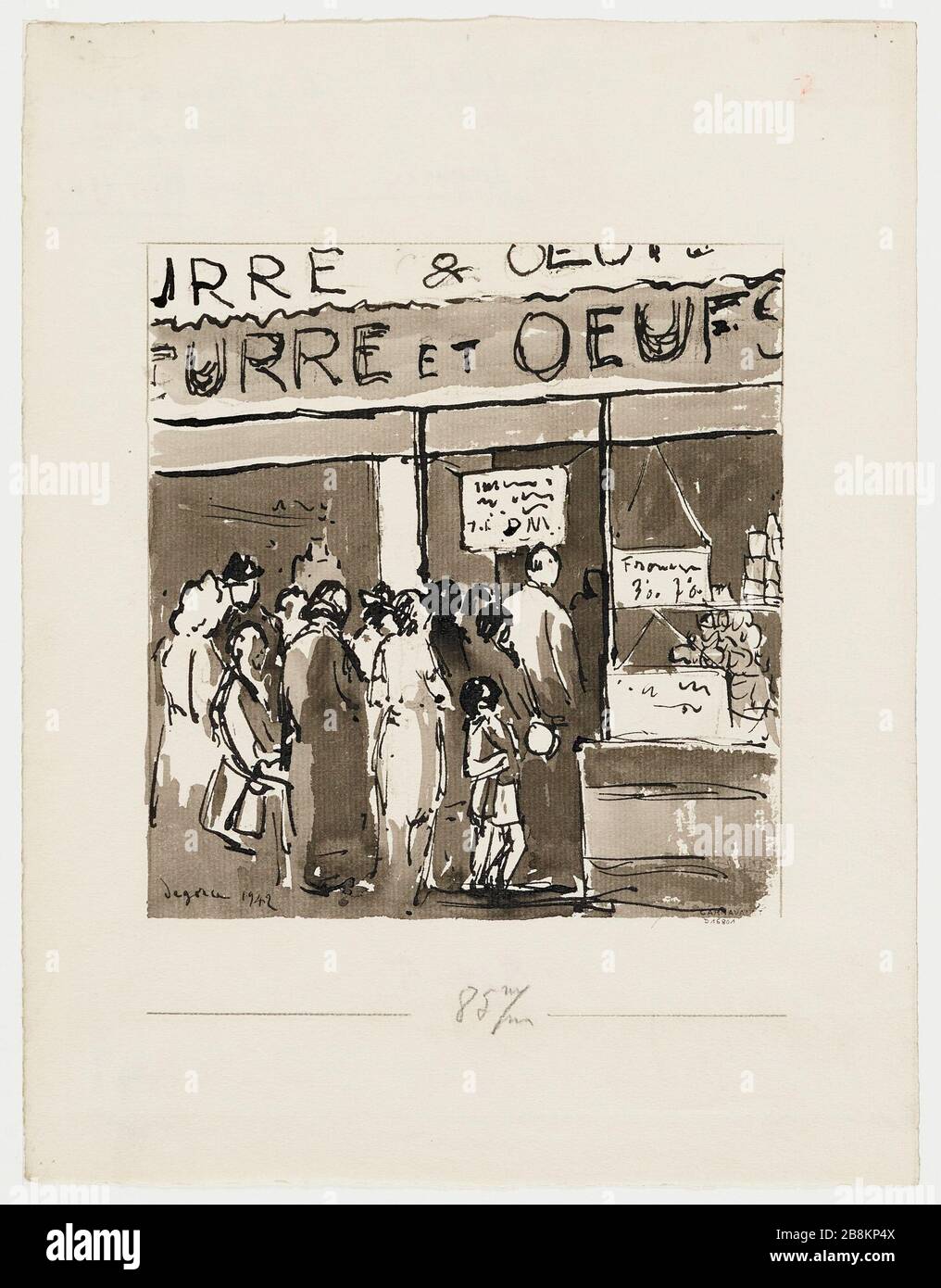 La coda fuori da un caseificio, 1942 (titolo fittizio) Foto Stock