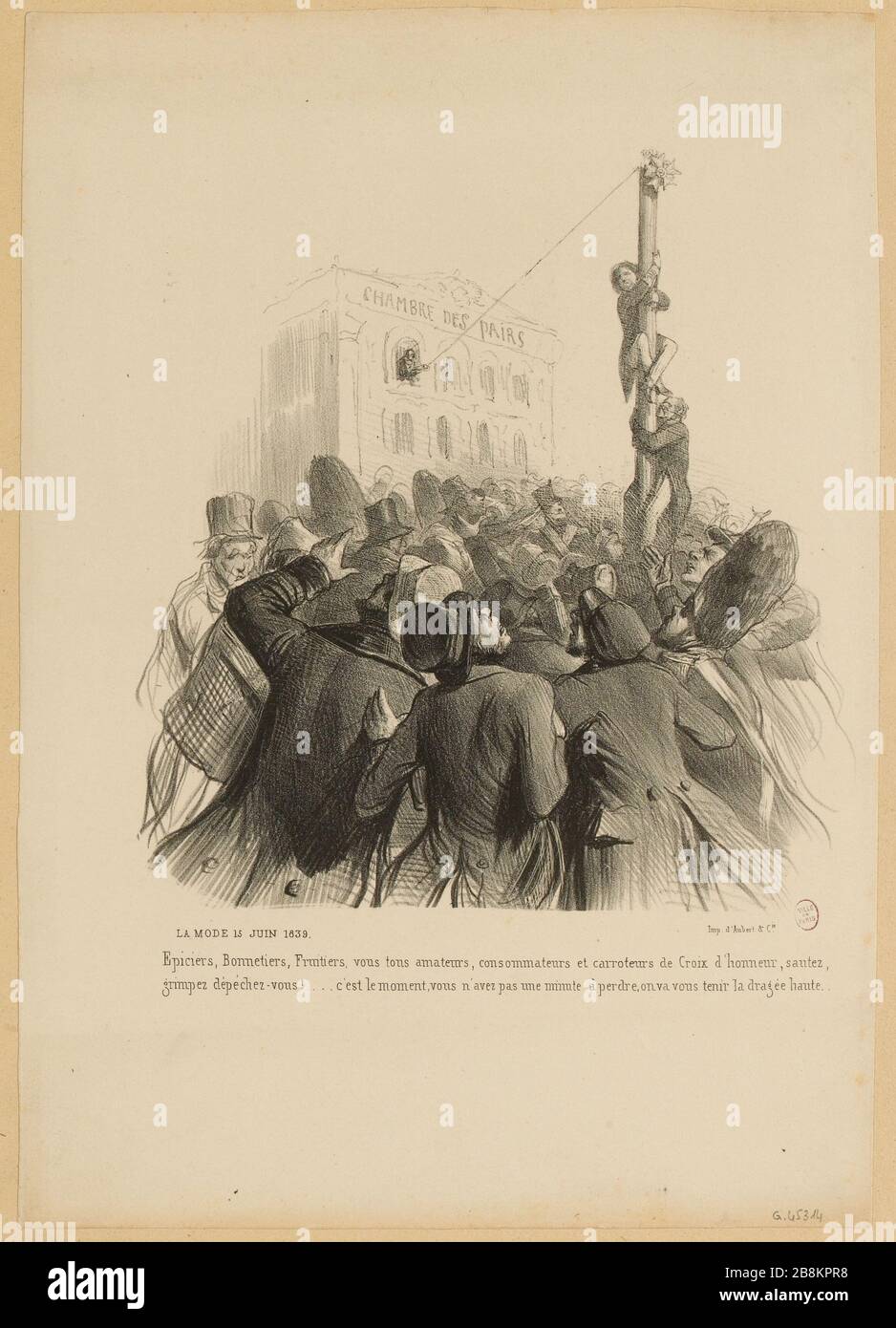 Moda 15 giugno 1839 / negozio alimentare, calze, frutta, tutti voi tifosi, consumatori e carroteurs Croce d'onore [...] (TI) Foto Stock