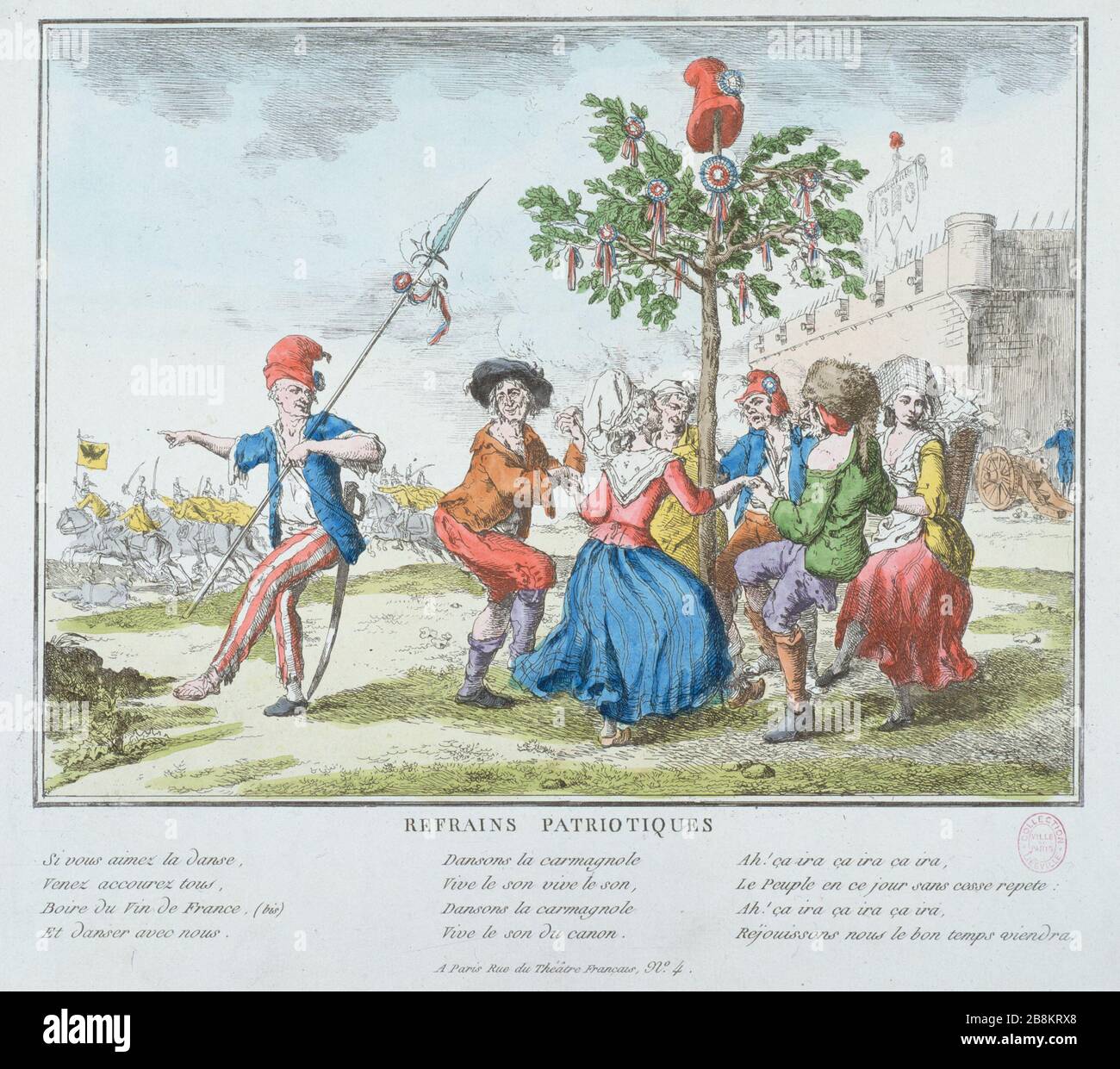 Cori PATRIOTTICI (le Carmagnole) 'refrains patriotiques (la carmagnole)'. Anonyme Estampe. Parigi, musée Carnavalet. Foto Stock