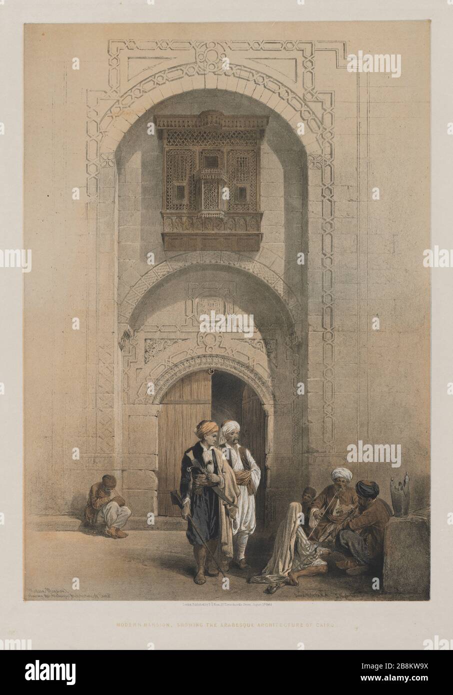 Egitto e Nubia, Volume III: Residenza moderna, mostra l'architettura araba del Cairo, 1849. Louis Haghe (British, 1806-1885), F. G. Moon, 20 Threadneedle Street, Londra, dopo David Roberts (British, 1796-1864). Litografia a colori; foglio: 60.3 x 43.8 cm (23 3/4 x 17 1/4 in.); immagine: 49.9 x 35.1 cm (19 5/8 x 13 13/16 in.). Il Cleveland Museum of Art, Bequest di John Bonebrake 2012.171 Foto Stock