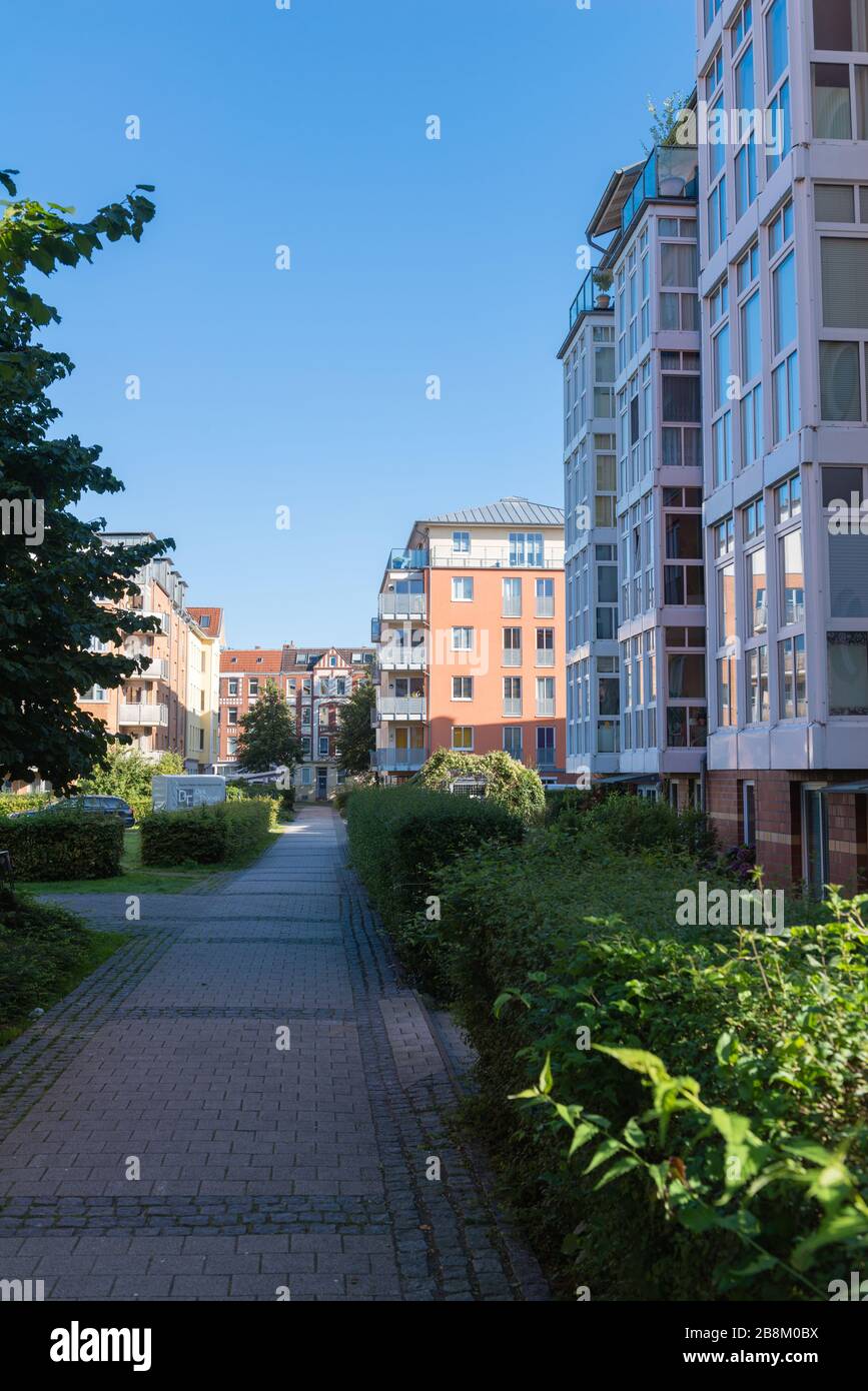 Quartiere residenziale di Kiel, capitale dello Schleswig-Holstein, Germania del Nord, Europa Centrale Foto Stock