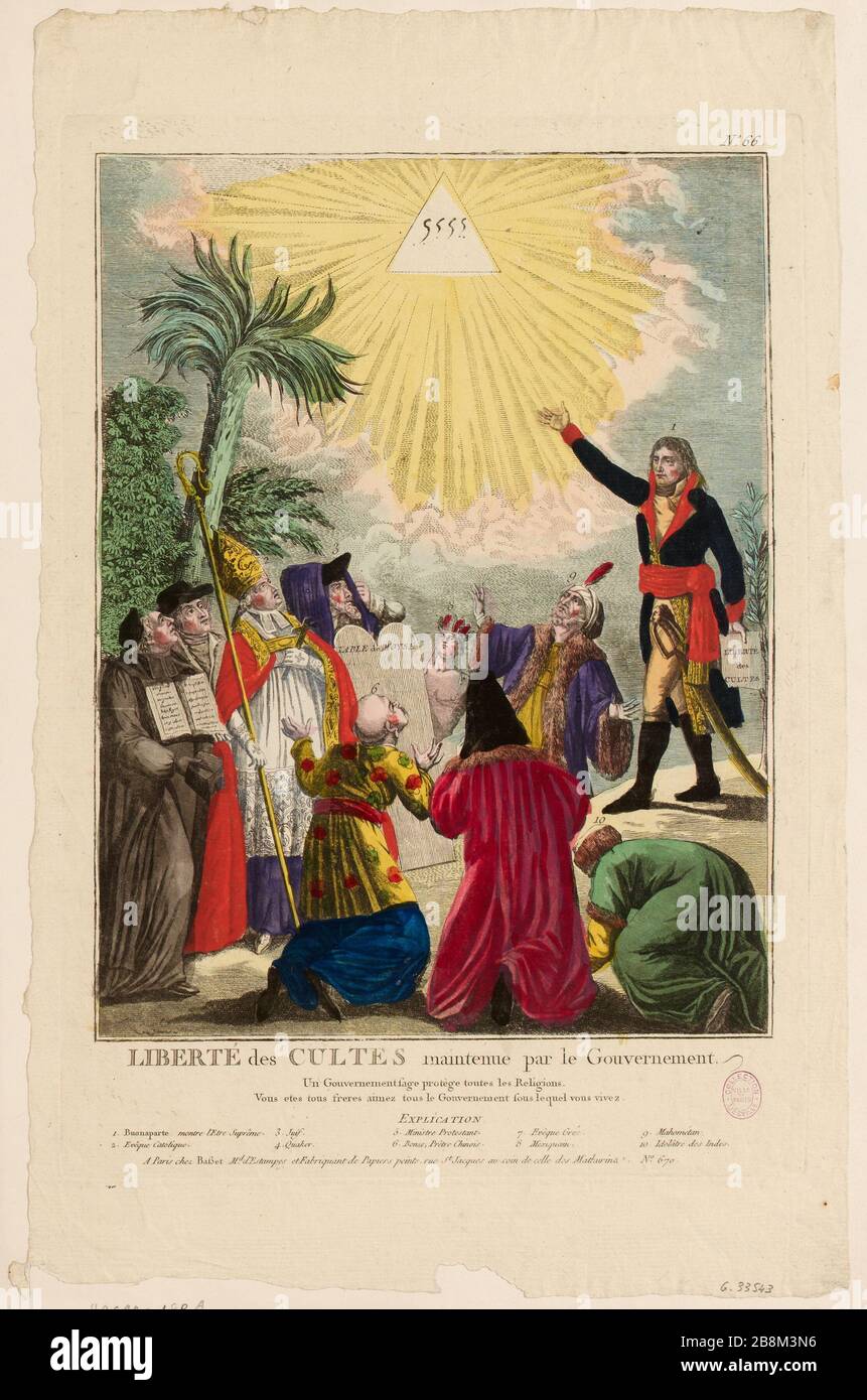 66 / libertà di culto mantenuta da Gouvernement./un saggio governo protegge tutte le religioni / voi siete tutti fratelli come tutto il governo sotto il quale vivete (IT) Foto Stock