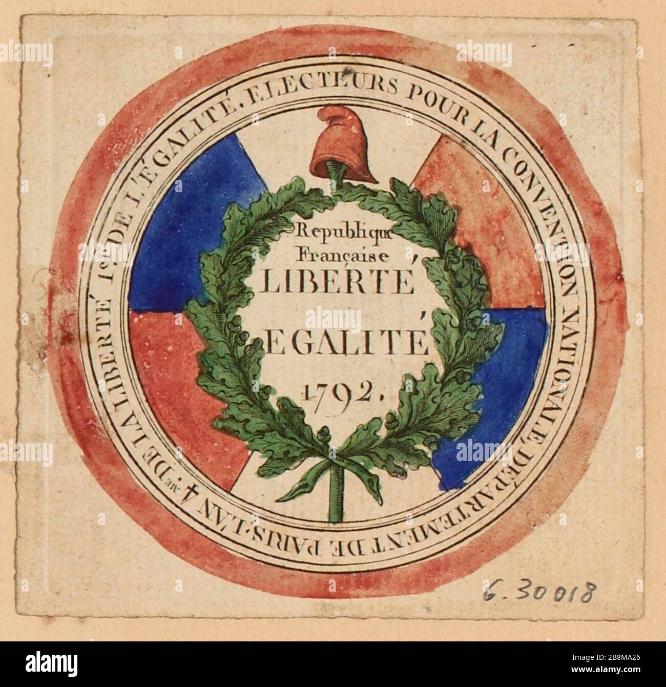 Carta di voto per la Convention, Dipartimento di Parigi, 1792 (TF) Foto Stock