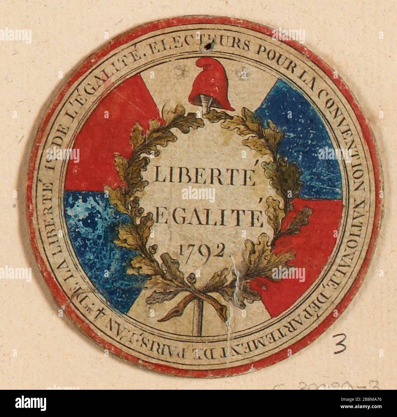 Carta di voto per la Convention, Dipartimento di Parigi, 1792 (TF) Foto Stock