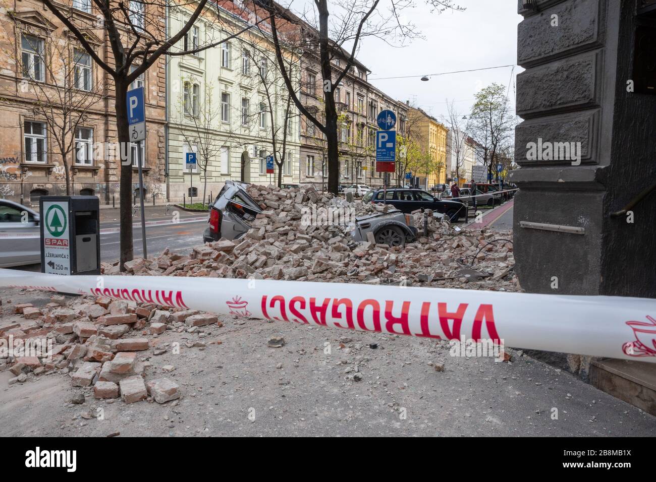 Terremoto nel centro di Zagabria Foto Stock
