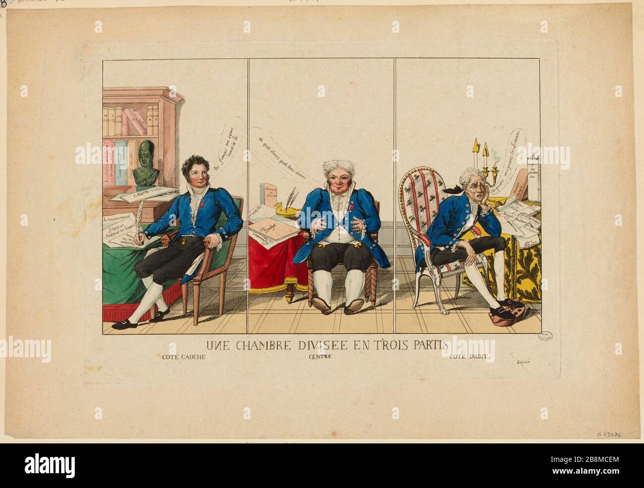 Una camera divisa in tre parti / sinistra / centro / lato destro (IT) Foto Stock