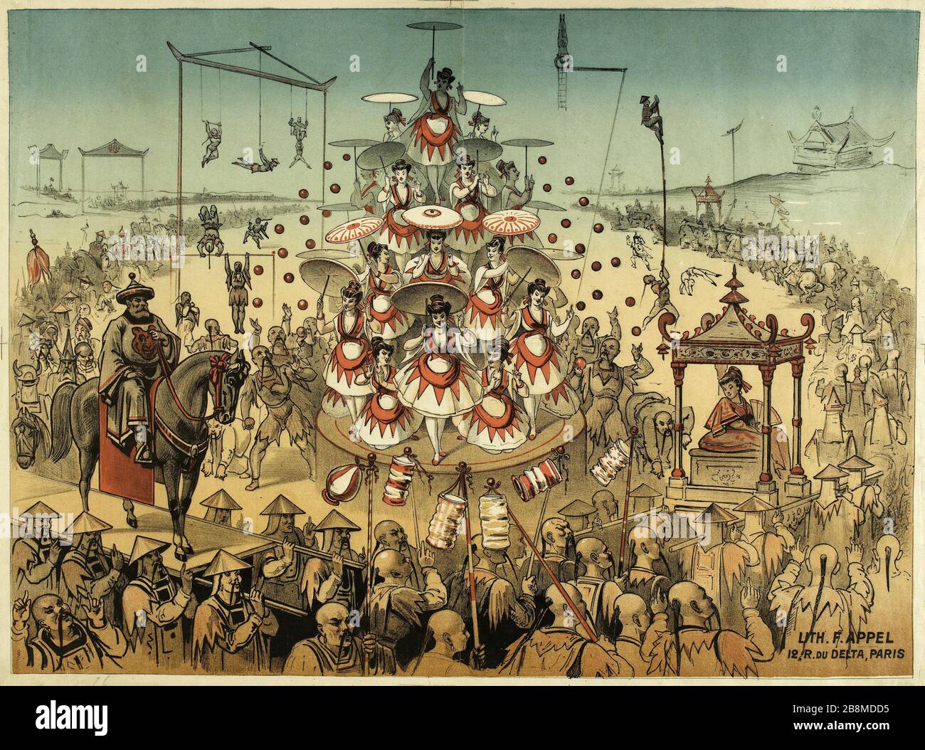 I giapponesi Alfred Choubrac (1853-1902). Affiches pour le cirque japonais. Lithographie couleur. 1880-1900. Parigi, musée Carnavalet. Foto Stock