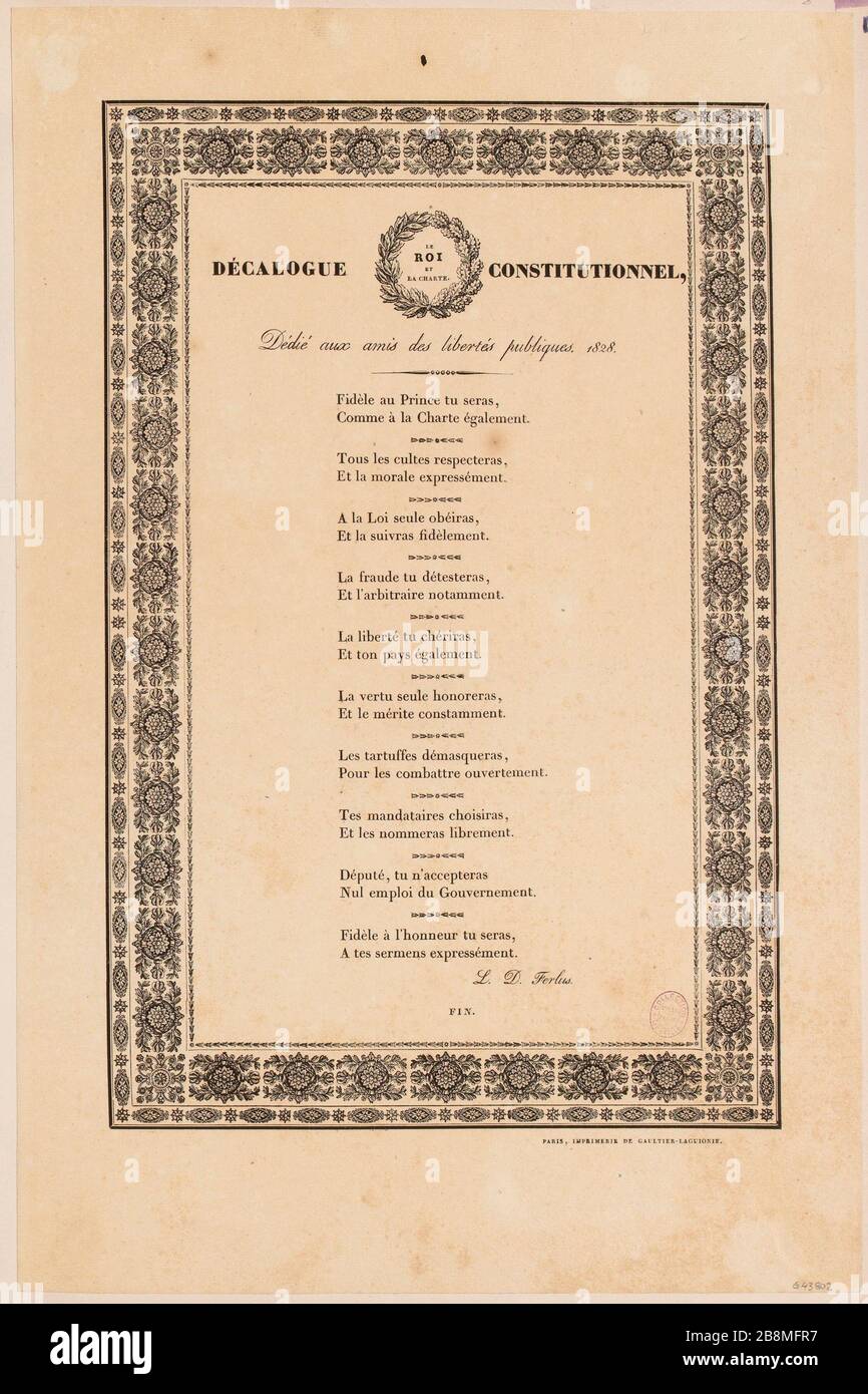 DECALOGO COSTITUZIONALE / dedicato agli amici delle libertà pubbliche, 1828. (TI) Foto Stock