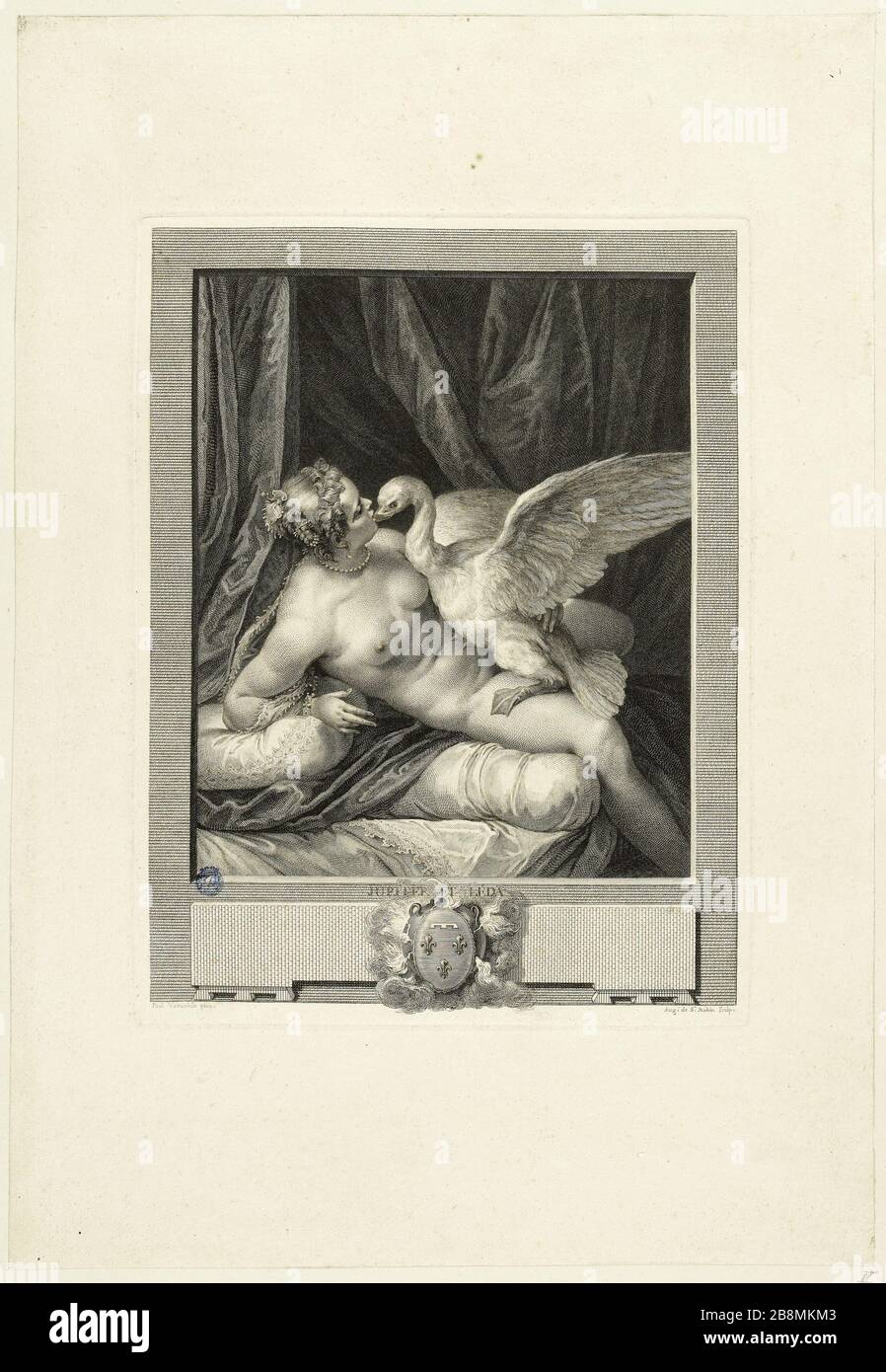 Giove e Leda dopo il Veronese Augustin de Saint-Aubin (1736-1807). Jupiter et Léda d'après Véronèse. Eau-forte et burin. Musée des Beaux-Arts de la Ville de Paris, Petit Palais. Foto Stock