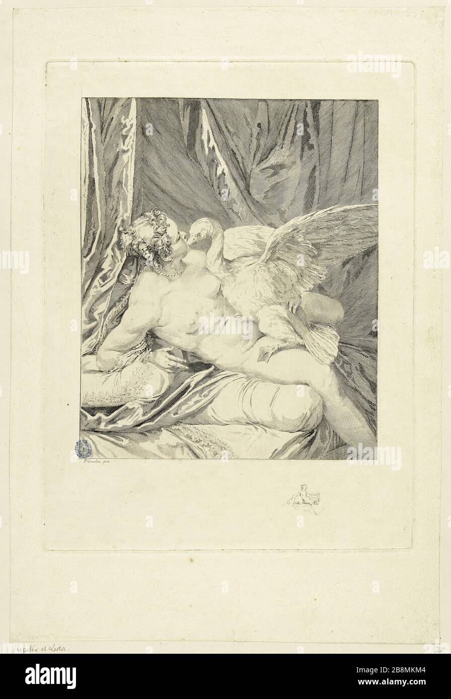 Giove e Leda dopo il Veronese Augustin de Saint-Aubin (1736-1807). Jupiter et Léda d'après Véronèse. Musée des Beaux-Arts de la Ville de Paris, Petit Palais. Foto Stock