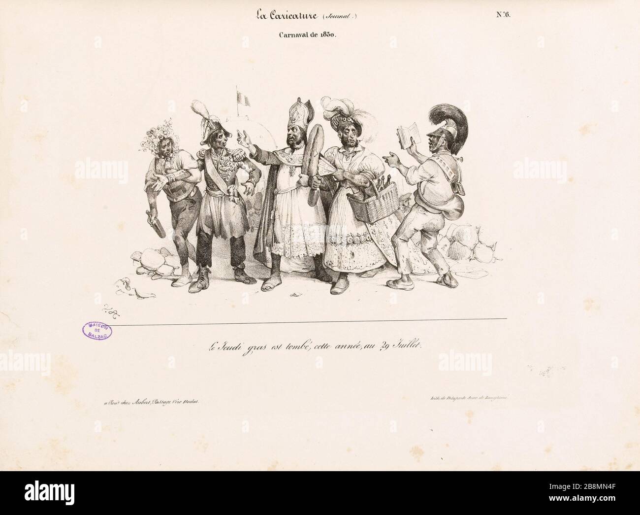 1830 Carnevale Jean-Victor Adam, dit Victor Adam (1801-1866). Caricature de presse. "Carnevale de 1830". Lithographie. 1830. Parigi, Maison de Balzac. Foto Stock