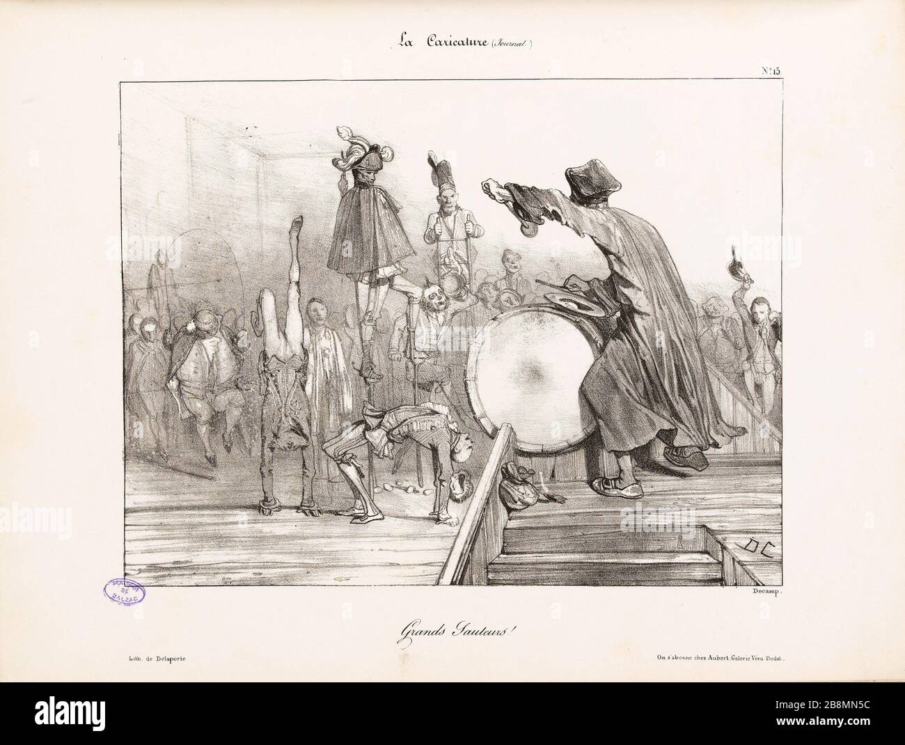 Grandi jumper! Decampe Alexandre-Gabriel (1803-1860). Caricature de presse. 'Grands Sauteurs !'. Planche parue dans 'la Caricature' du 23 décembre 1830. Lithographie. Parigi, Maison de Balzac. Foto Stock