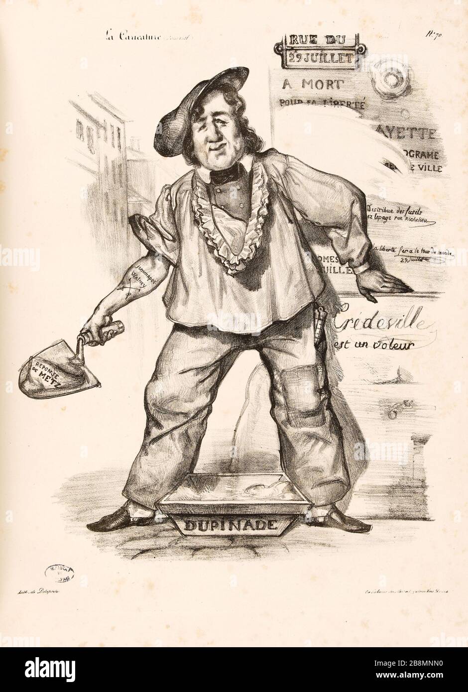 [Metz Answer] Charles Philippon (1806-1862). Caricature de presse. '[Réponse de Metz]'. Planche parue dans 'la Caricature' du 30 juin 1831. Lithographie. Parigi, Maison de Balzac. Foto Stock