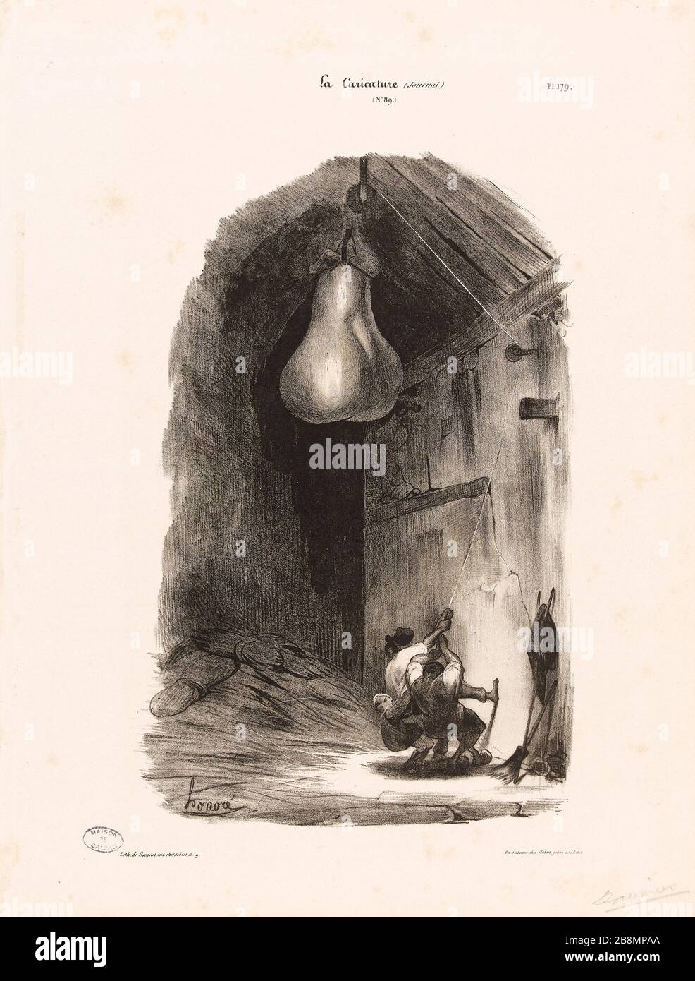 [Ah! Suo!... Ah! Suo! Ah! Suo!...] Honoré Daumier (1808-1879). Caricature de presse. '[Ah! Suo!... Ah! Suo! Ah! Suo!...]'. Planche parue dans 'la Caricature' du 19 juillet 1832 . Lithographie. Parigi, Maison de Balzac. Foto Stock