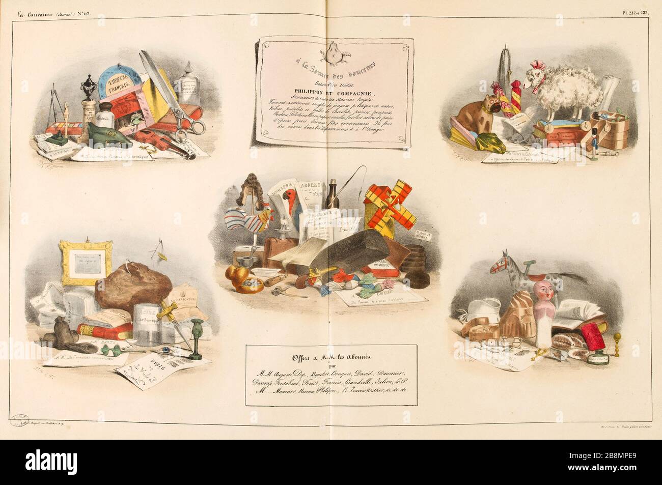 [senza titolo] Jean Ignace Isidore Gérard Grandville (1803-1847). Caricature de presse. Planche parue dans 'la Caricature' du 27 décembre1832 (sans titre). Lithographie. Parigi, Maison de Balzac. Foto Stock