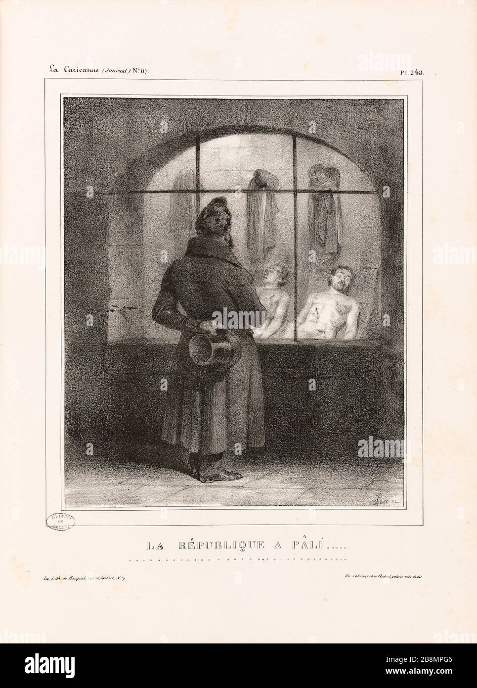 La Repubblica ha palpato ... Anonyme. Caricature de presse. "La République a pâli". Planche parue dans 'la Caricature' du 31 janvier1833. Lithographie. Parigi, Maison de Balzac. Foto Stock