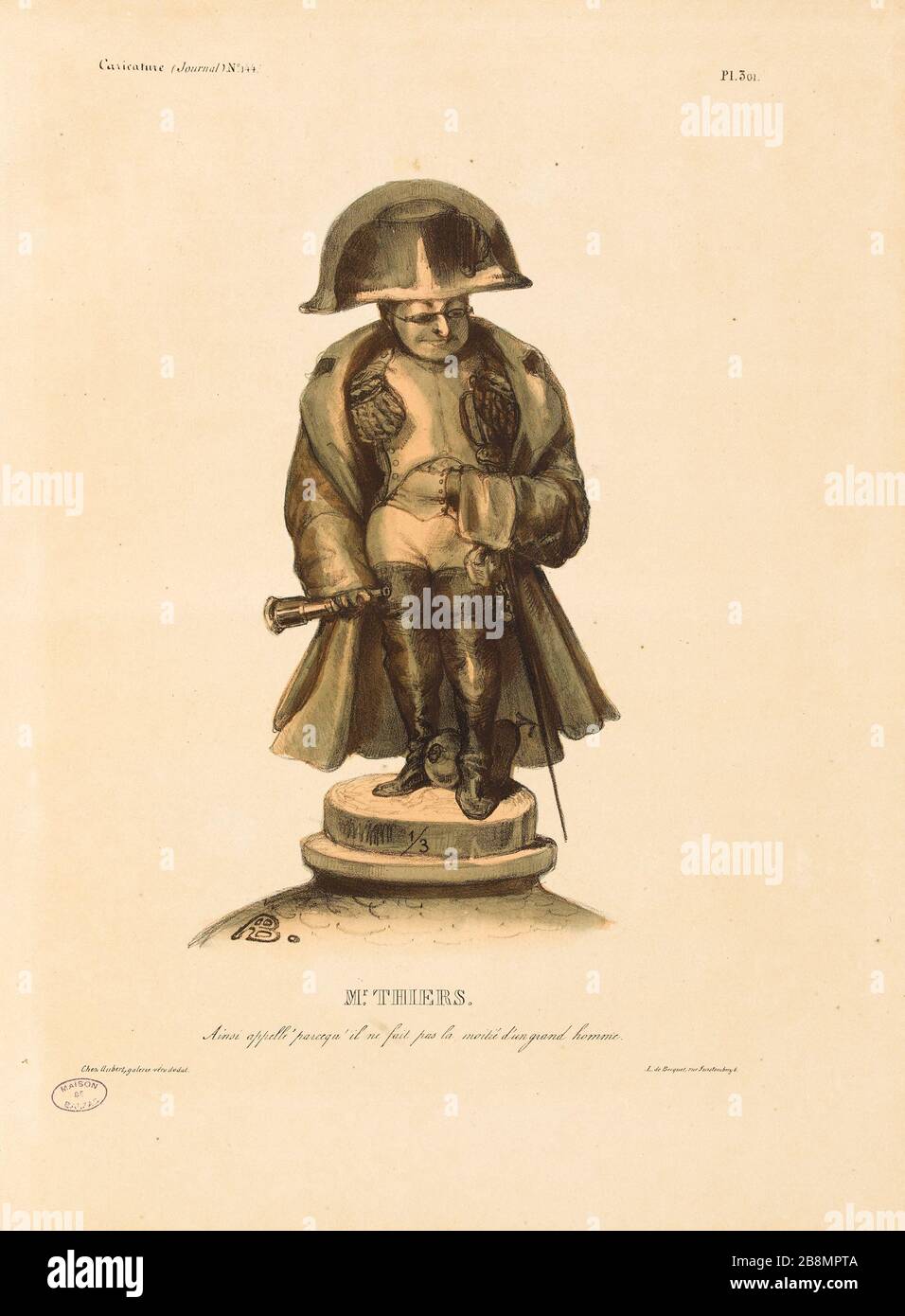 Sig. Thiers Auguste Bouquet (1810-1846). Caricature de presse. "MR Thiers". Planche parue dans 'la Caricature' du 8 août 1833. Lithographie. Parigi, Maison de Balzac. Foto Stock
