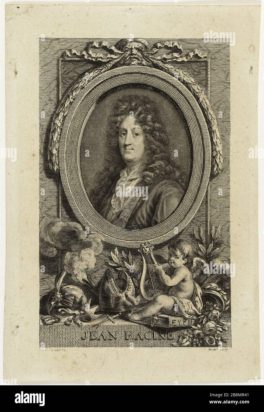 Jean Racine dopo Santerre (Dutuit 30) Pierre Savart (1737-1780). Jean Racine d'après Santerre (Dutuit 30). Eau-forte et burin. Musée des Beaux-Arts de la Ville de Paris, Petit Palais. Foto Stock