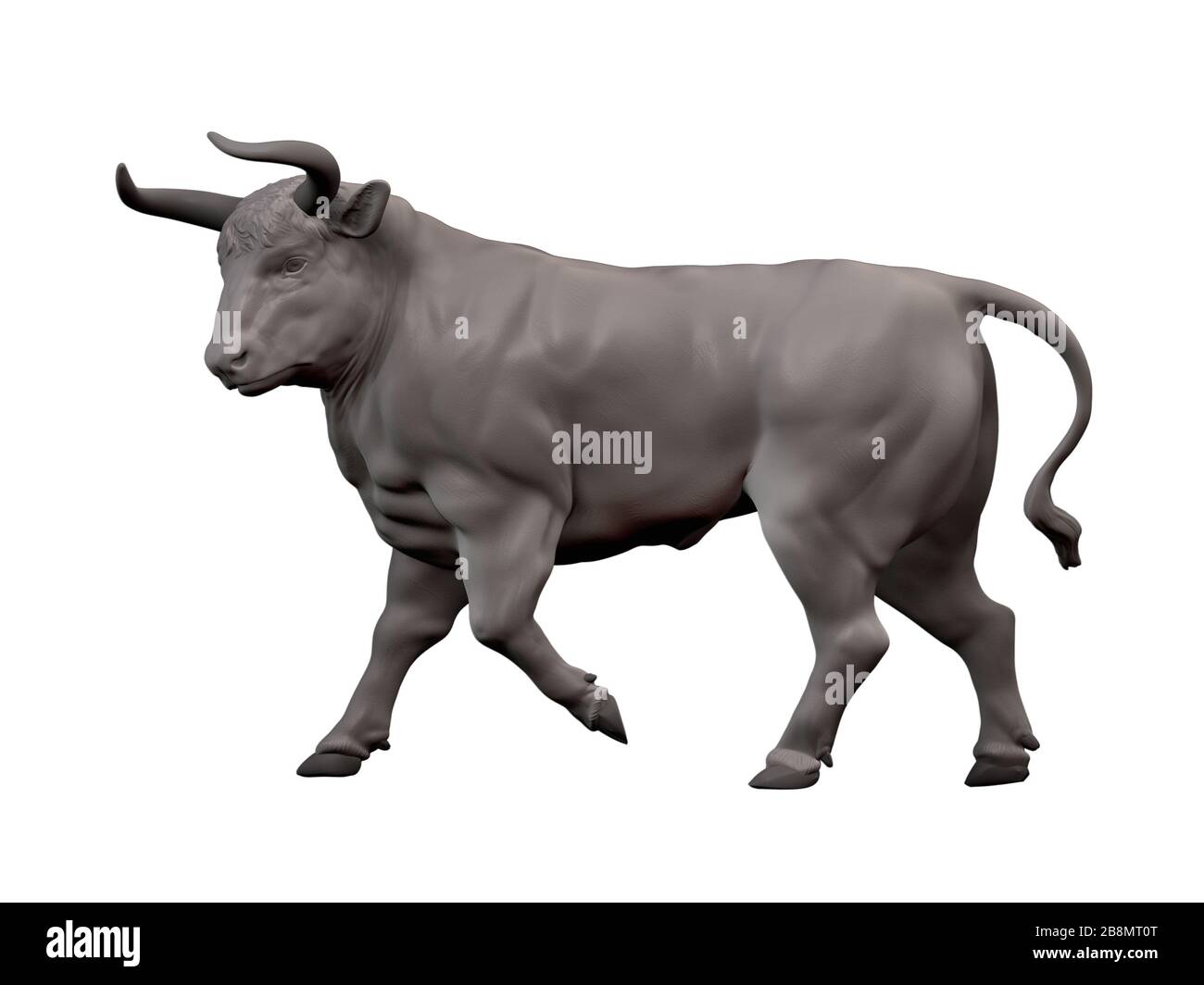 bull isolato su sfondo bianco. Risultato del rendering del modello 3d Foto Stock