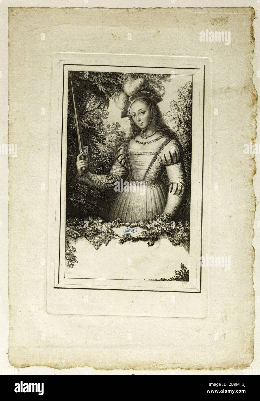 Jeanne d'Arc (Portalis-Béraldi 3; Firmin-Didot 1427) Antoine de Marcenay De Ghuy (1721-1811). Jeanne d'Arc (Portalis-Béraldi 3; Firmin-Didot 1427). Eau-forte, 1769. Musée des Beaux-Arts de la Ville de Paris, Petit Palais. Foto Stock