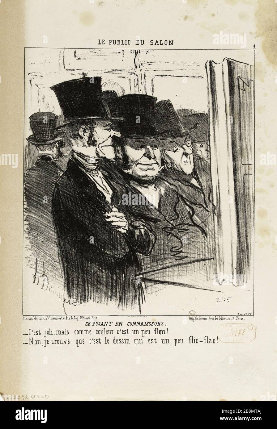 Il soggiorno pubblico n ° 1 - in posa consoisseur Honoré Daumier (1808-1879). Le public du salon -n°1 - se posant en connaisseur. Lithographie en noir. Parigi, musée Carnavalet. Foto Stock