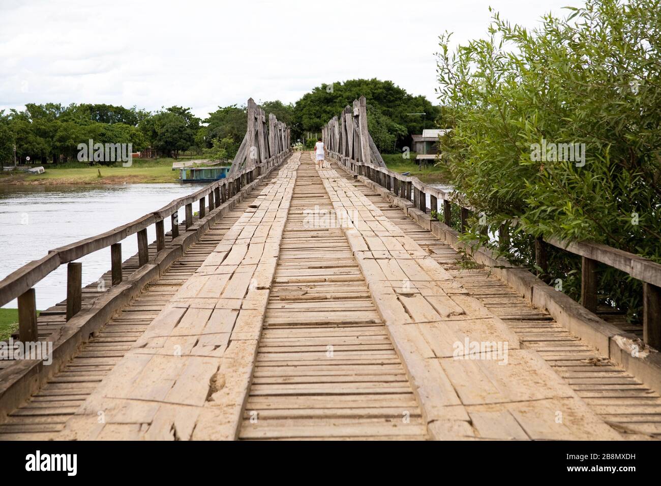 Ponte sul fiume Miranda nel Passo do Lontra, Corumbá, Mato Grosso do sul, Brasile Foto Stock