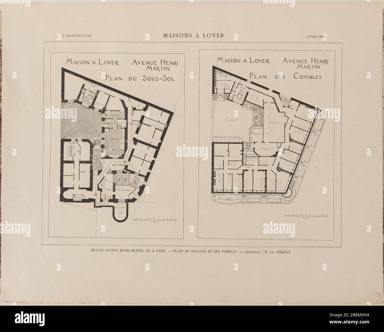 Piani di costruzione Plans de l'immeuble. Impressione. Musée des Beaux-Arts de la Ville de Paris, Petit Palais. Foto Stock